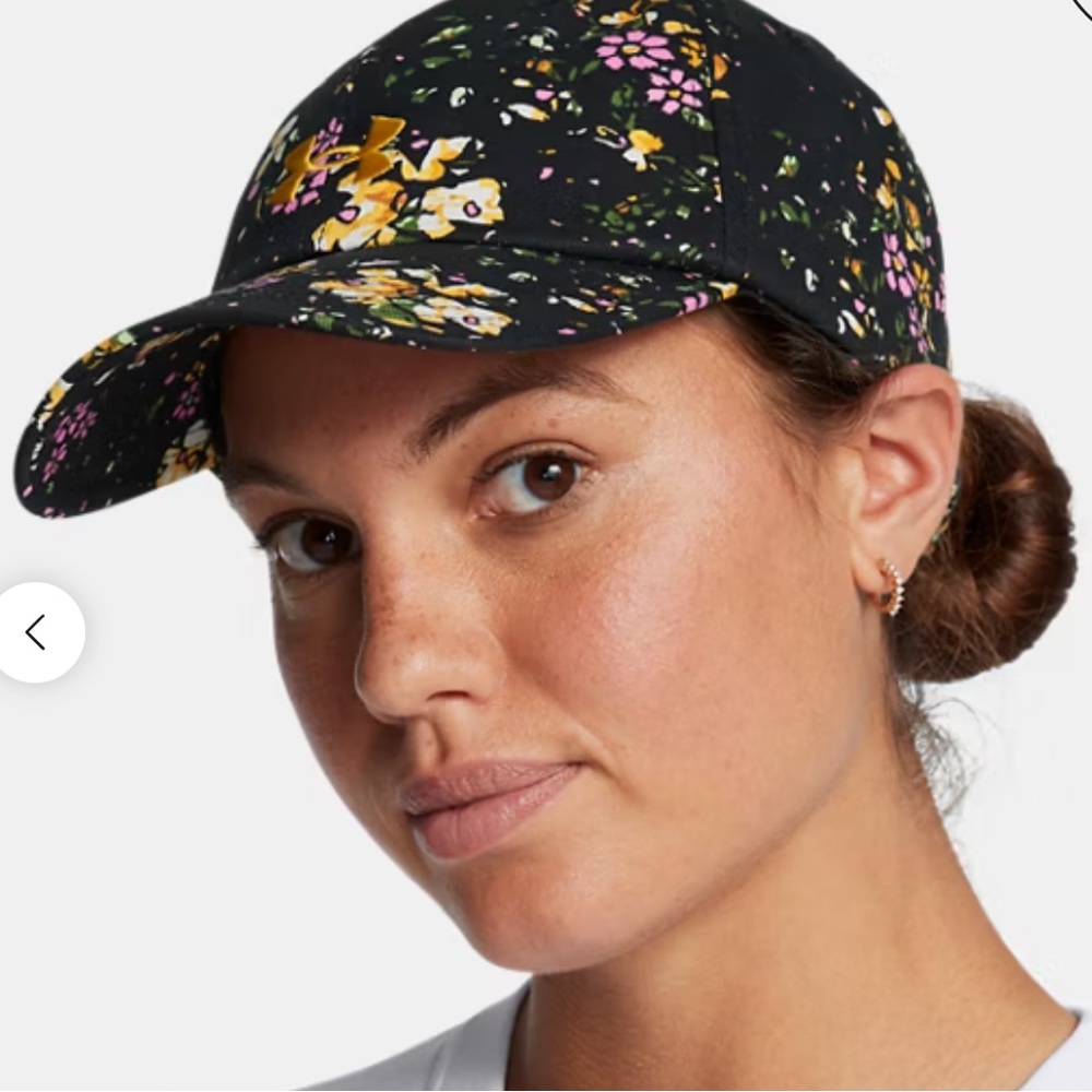 Women's UA SportStyle Printed Adjustable Hat cap floral print black yellow nwt - Picture 3 of 3